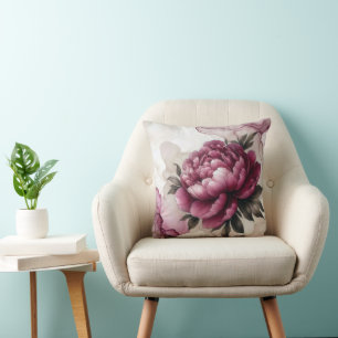 Peony Pink Alcohol Ink Abstract Throw Pillow