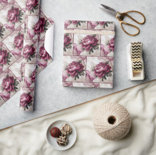 Peony Pink Alcohol Ink Wrapping Paper