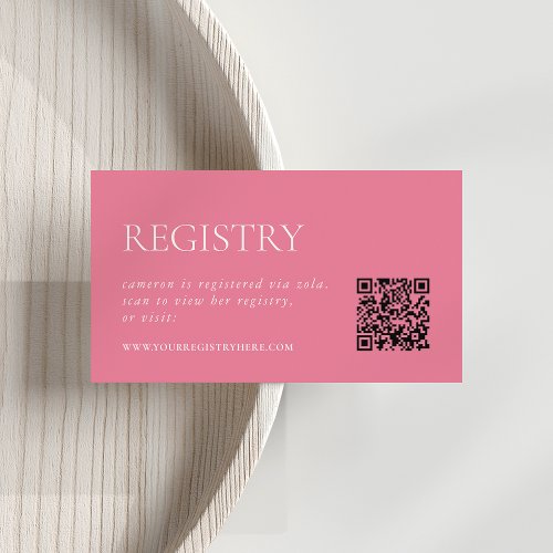 Peony Pink  Bridal Shower Registry QR Enclosure Card