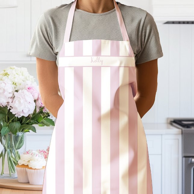 Peony Pink Candy Stripe Apron (Candy Stripe Pink Apron)