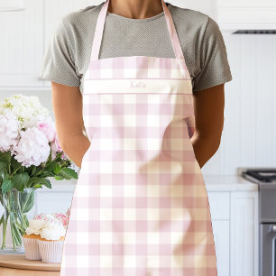 Peony Pink Gingham Check Apron