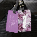 Peony Pink Roses Floral Flower Personalised Luggage Tag<br><div class="desc">Featuring beautiful peony pink roses,  this luggage tag can be personalised with your name or monogram and contact details. Designed by Thisisnotme©</div>