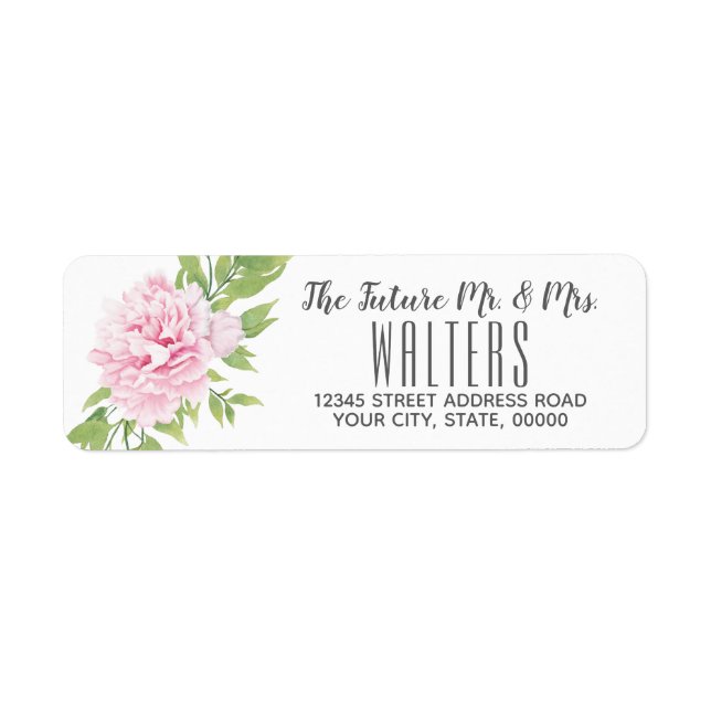 Peony Pink Watercolor Flower  | Label (Front)