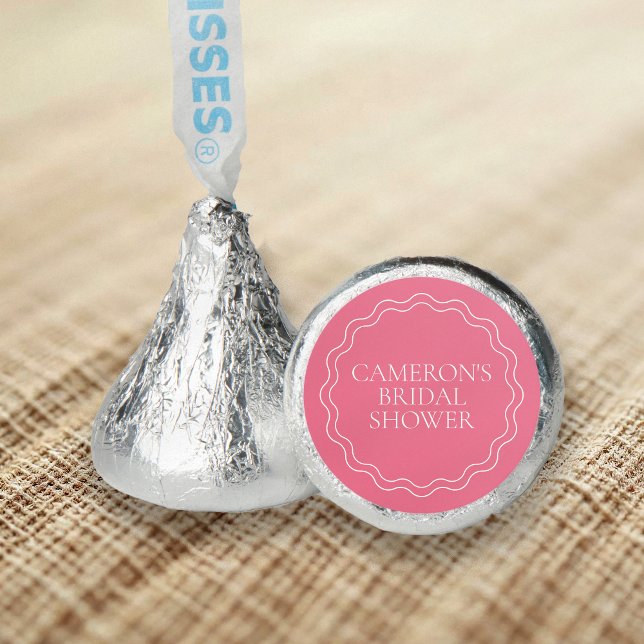 Peony Pink | Wavy Scallop Border Bridal Shower Hershey®'s Kisses® (Creator Uploaded)