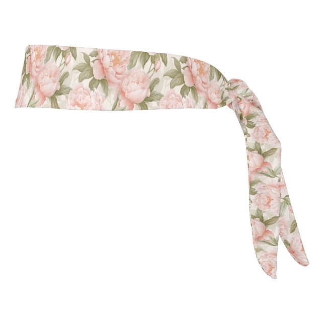 Peony Print Tie Back Headband (Rotate 90)