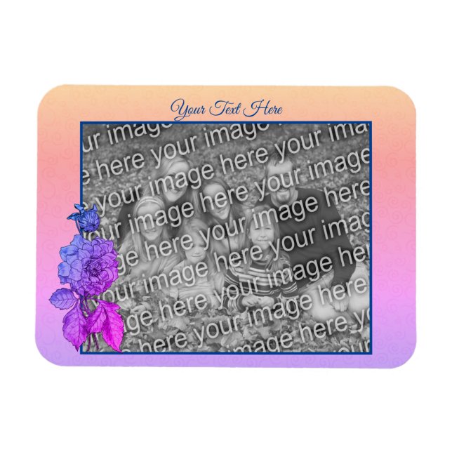 Peony Rainbow Personalized Add Your Photo Magnet (Horizontal)