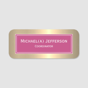 Peony Red Gold Modern Chic Fashionable Name Tag