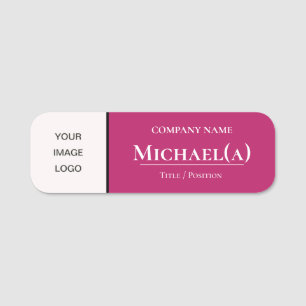 Peony Red White Modern Company Logo Name Tag