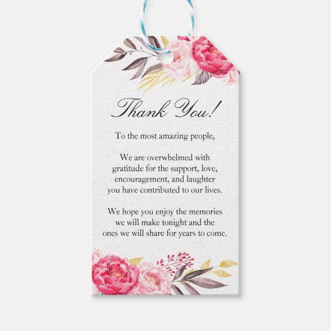 Peony Romance Wedding Gift Tags (Front)