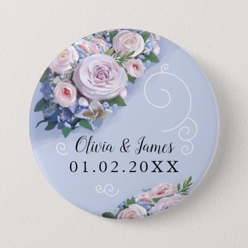 Peony Rose Couple Wedding Favors Elegant Button