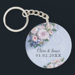 Peony Rose Couple Wedding Favors Floral Keychain<br><div class="desc">Pastel Colors. Perfect for wedding favor gifting.</div>