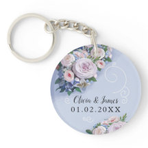 Peony Rose Couple Wedding Favors Floral Keychain