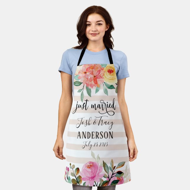 Peony Rose Just Married Announcement Apron (Worn)