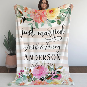 Peony Rose Just Married Announcement Photo Prop Fleece Blanket
