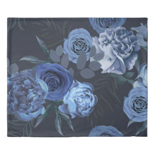 Peony Roses: Dark Floral Vintage. Duvet Cover