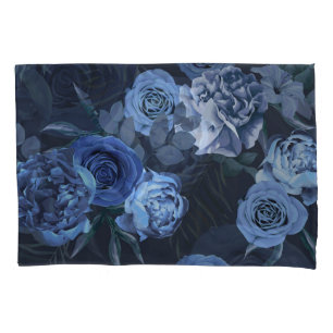 Peony Roses: Dark Floral Vintage. Pillow Case