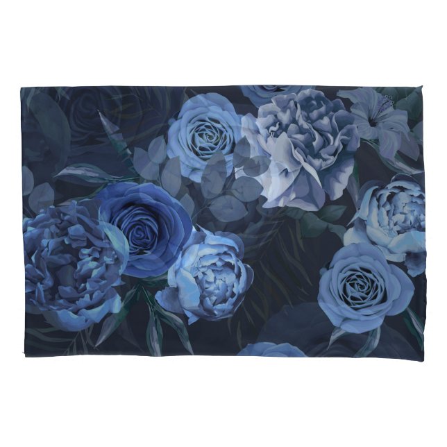 Peony Roses: Dark Floral Vintage. Pillow Case (Front)