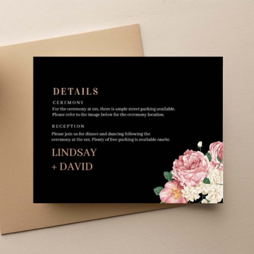 Peony Roses on Black Details Enclosure Card