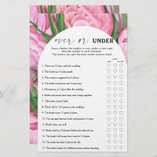 Peony roses - Over or under bridal shower game