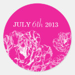 Peony Save The Date Sticker Hot Pink at Zazzle