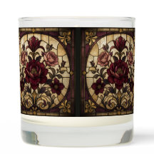 Peony Scented Candle Rose design Frosted Jar