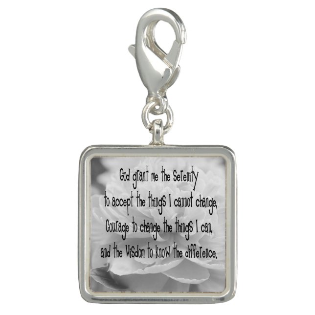 Peony Serenity Prayer Charm (Front)