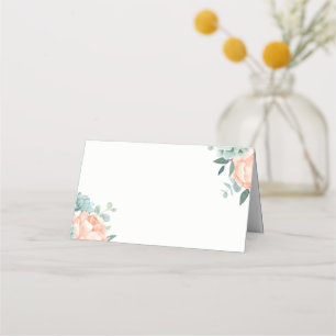 Peony Succulents Floral Watercolor Wedding Place Card