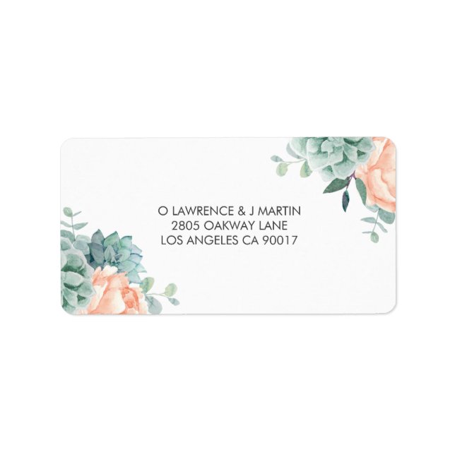 Peony Succulents Foliage Watercolor Label (Front)