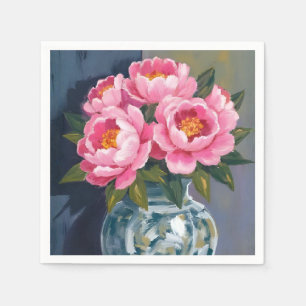 Peony Vase   Pink Flower Peonies Watercolor Napkins