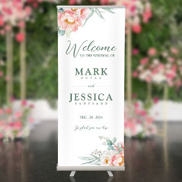 Peony Vertical Retractable Wedding Welcome Banner