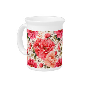 Peony Water Pitcher