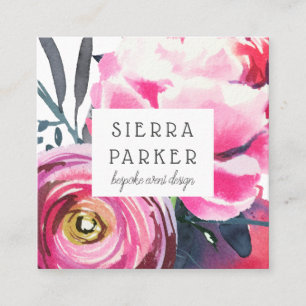 Peony Watercolor Business Card