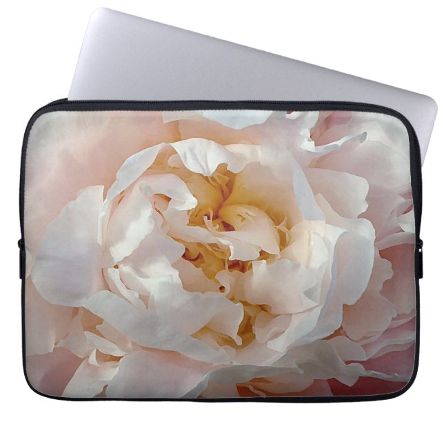 Peony Watercolor Design in Delicate Pinks Laptop Sleeve (Front)