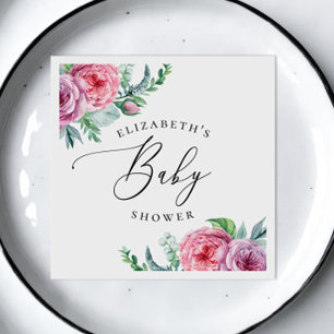 Peony. Watercolor elegant boho floral baby shower Napkins