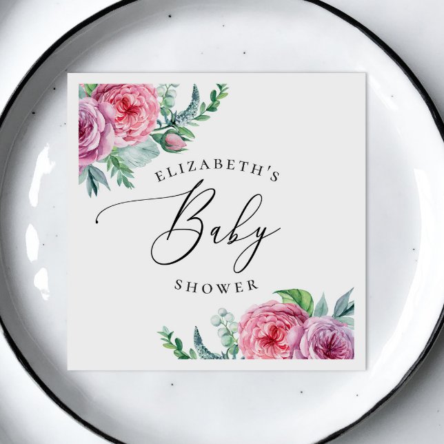 Peony. Watercolor elegant boho floral baby shower Napkins (Creator Uploaded)