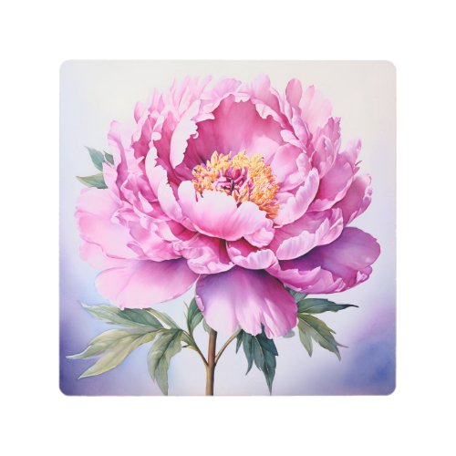 Peony Watercolor Metal Wall Art