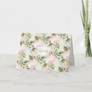 Peony Watercolor Personalized Stationery Card