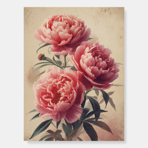 Peony Watercolor Vintage Floral Poster