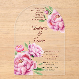 Peony Wedding Acrylic Invitations