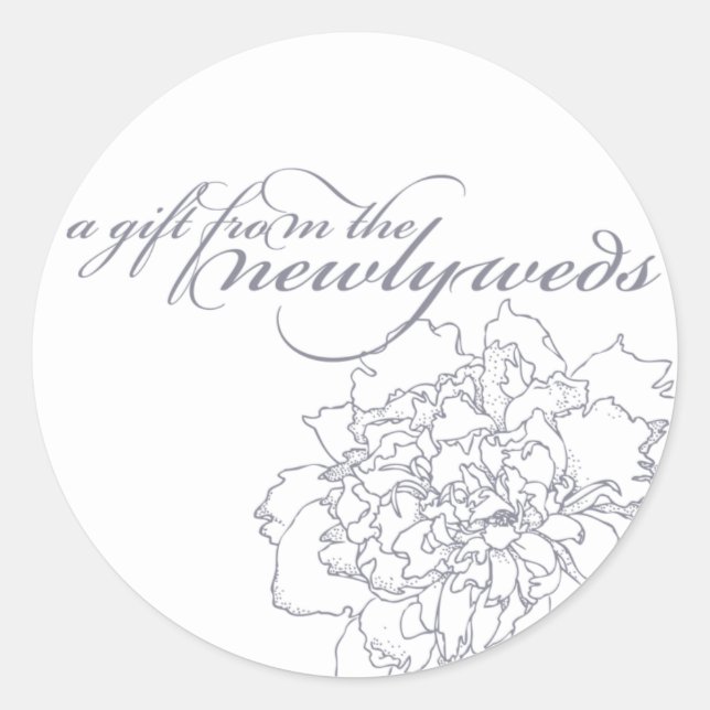Peony Wedding Favor Sticker (Front)