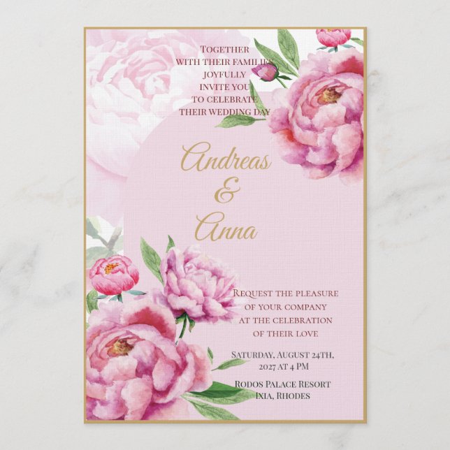 Peony Wedding Invitation (Front)