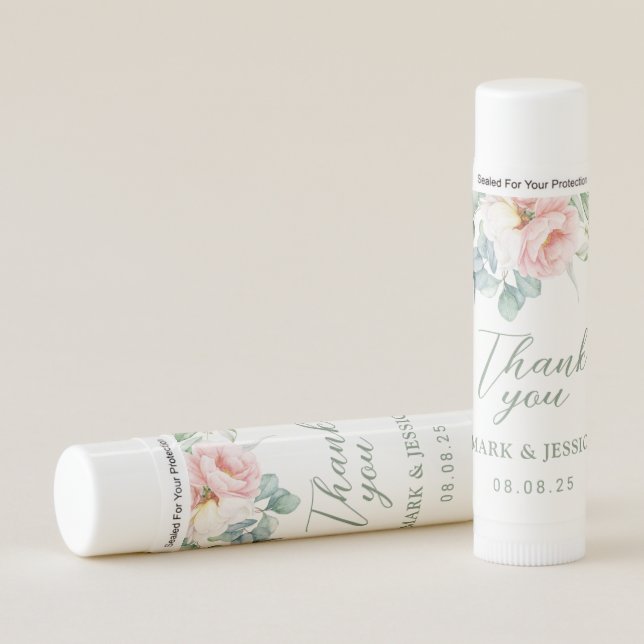 Peony Wedding Lip Balm Favor (Front)