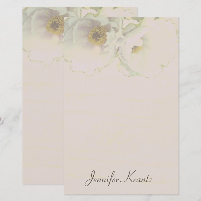 Peony Wedding Mauve Stationery (Front/Back)
