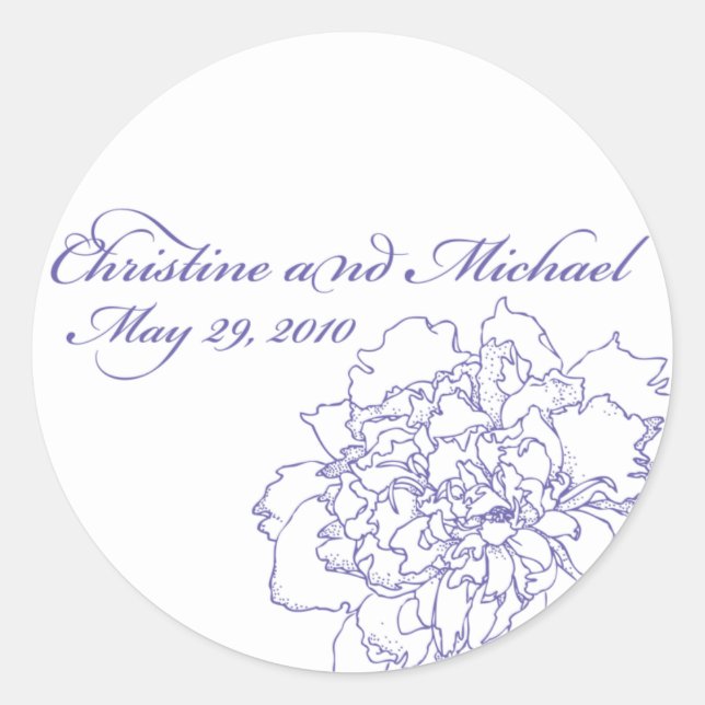 Peony Wedding Monogram Sticker (Front)