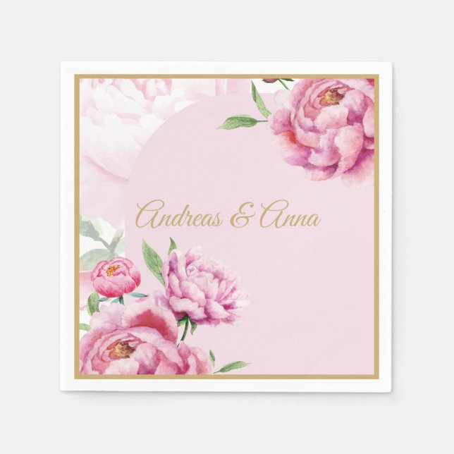 Peony Wedding Napkins (Front)