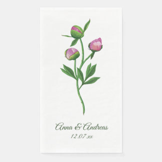 Peony Wedding Paper Guest Towels