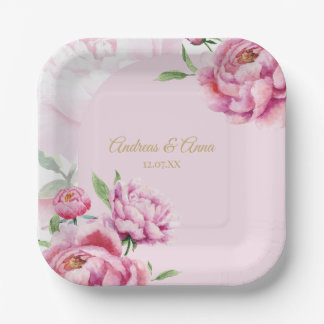 Peony Wedding Paper Plates