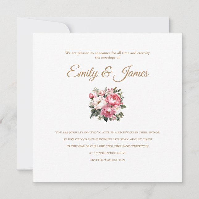 Peony Wedding Reception Invitation (Front)