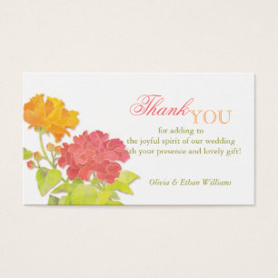 Peony Wedding Thank You Enclosure Favor Tag