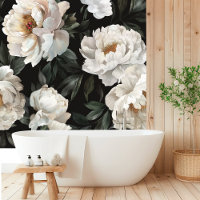 Peony White Dark Floral